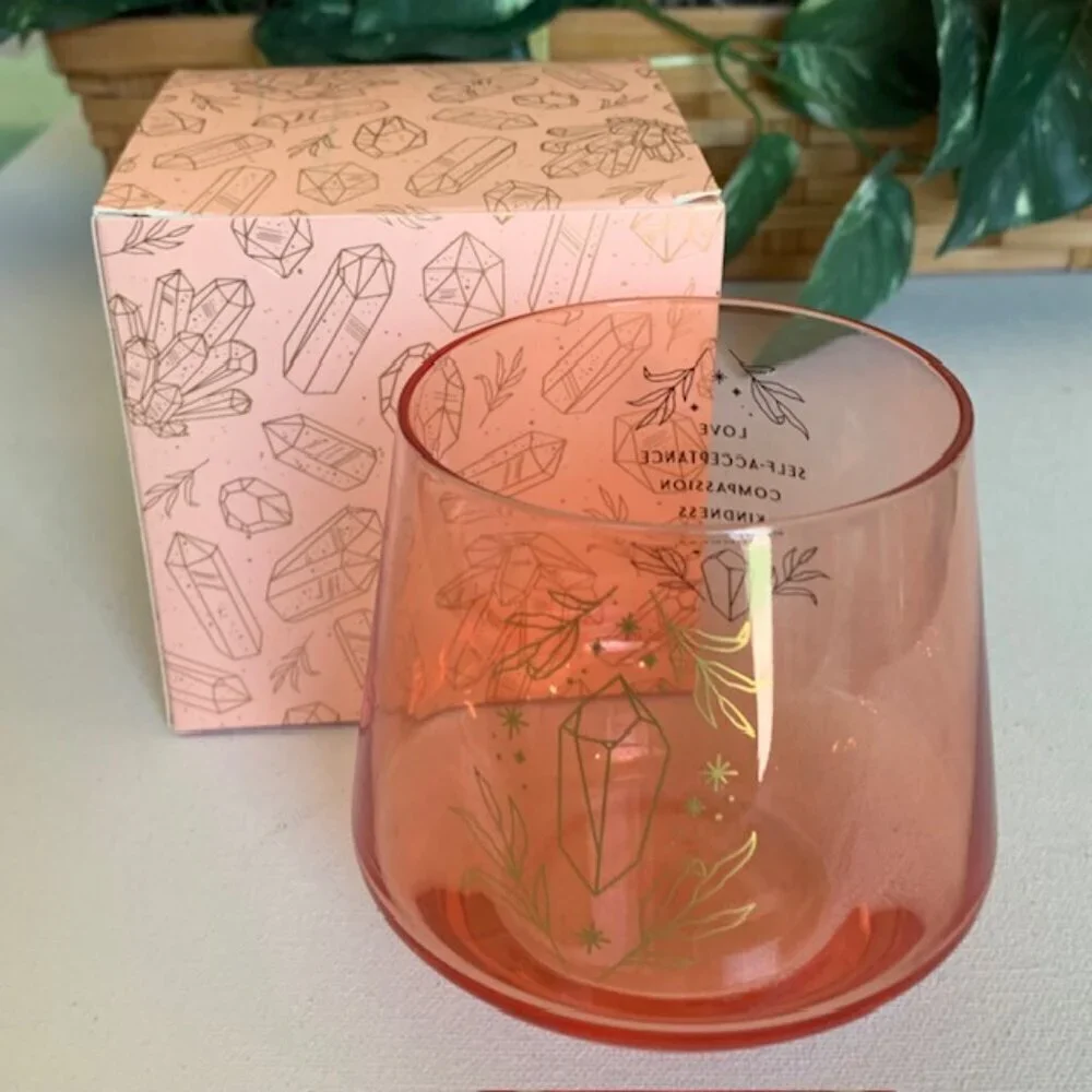 Rose Crystal Healing Drinking Glass DT Wand Love Acceptance Compassion Kindness